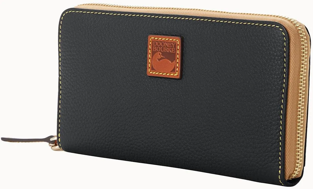 Dooney & Bourke Wallets for Women, Pebble Grain Leather Large Zip Around Wristlet with Removable Strap