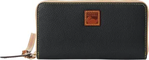 Dooney & Bourke Wallets for Women, Pebble Grain Leather Large Zip Around Wristlet with Removable Strap