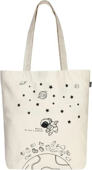 Ecoright Tote Bag for Women with Zipper, Small Tote Bag, Canvas Bag, Reusable Cotton Bag for Beach, Grocery, School & Work