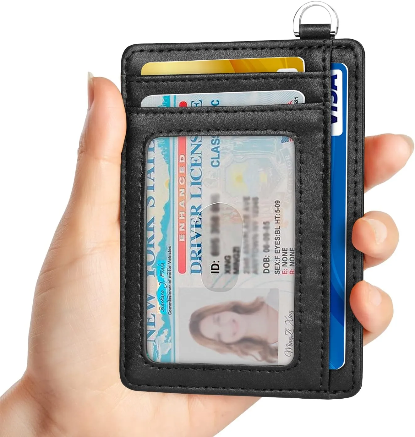 EcoVision Slim Minimalist Front Pocket Wallet, RFID Blocking Credit Card Holder Wallet with Detachable D-Shackle for Men Women