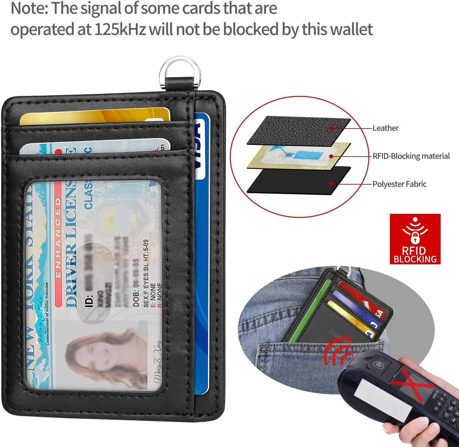 EcoVision Slim Minimalist Front Pocket Wallet, RFID Blocking Credit Card Holder Wallet with Detachable D-Shackle for Men Women
