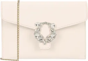 Envelope Clutch Purse Saffiano Vegan Leather Women Evening Handbags with Crystal Trimmed for Party Wedding Prom