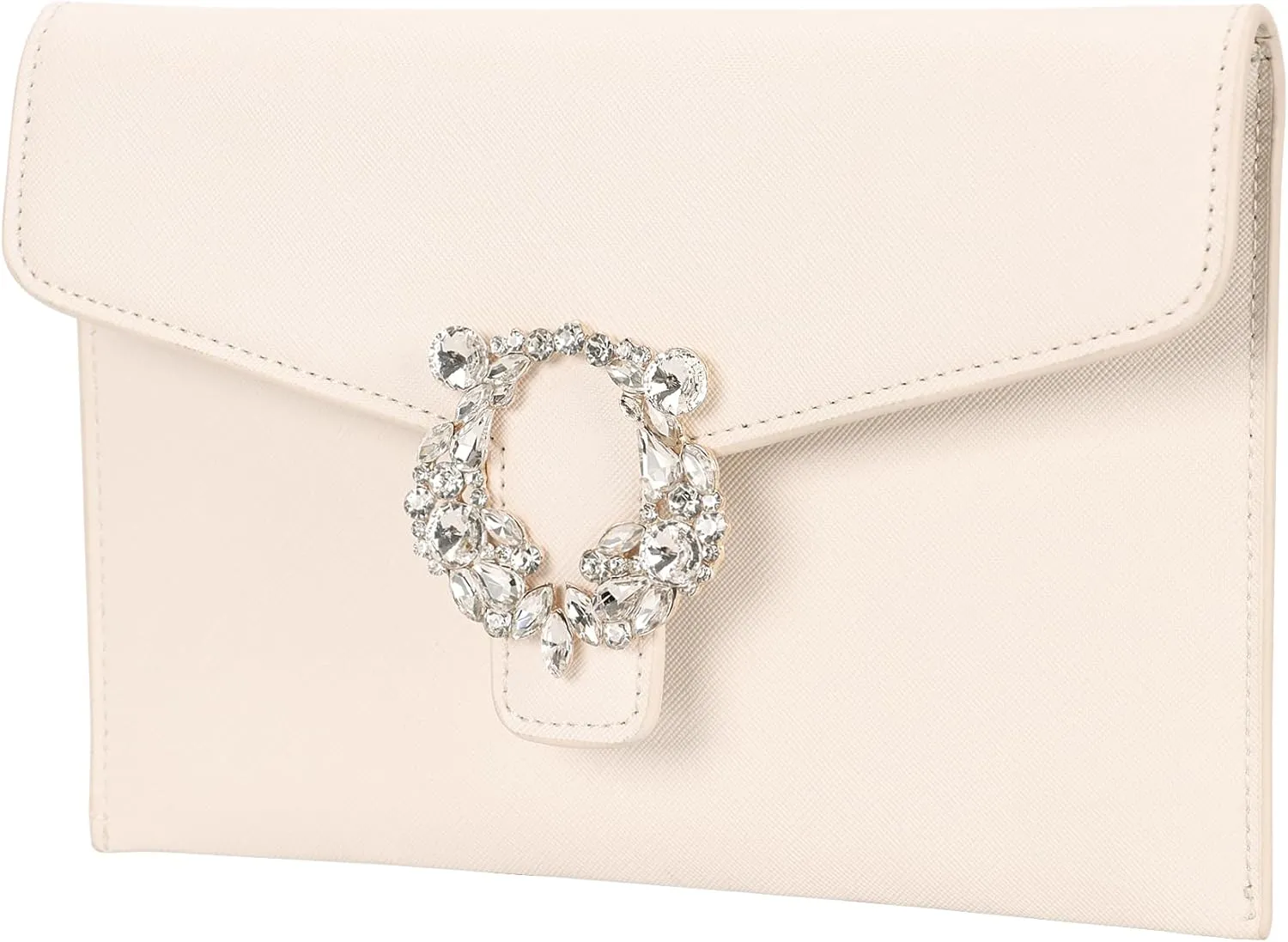 Envelope Clutch Purse Saffiano Vegan Leather Women Evening Handbags with Crystal Trimmed for Party Wedding Prom