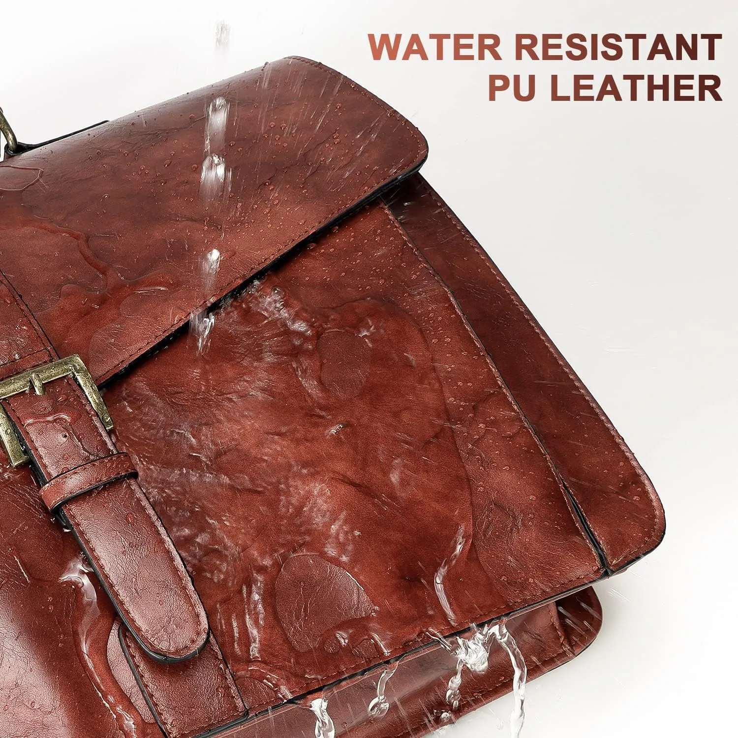 ESTARER Men's Leather Briefcase for Travel/Office/Business 15.6 Inch Laptop Messenger Bag, Brown