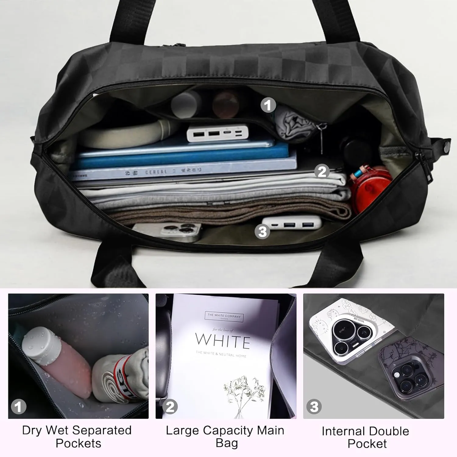 Expandable Rolling Duffle Bag - Large Carry-On With Spinner Wheels, Foldable Weekend Travel Bag, 28-58L Capacity(Black)