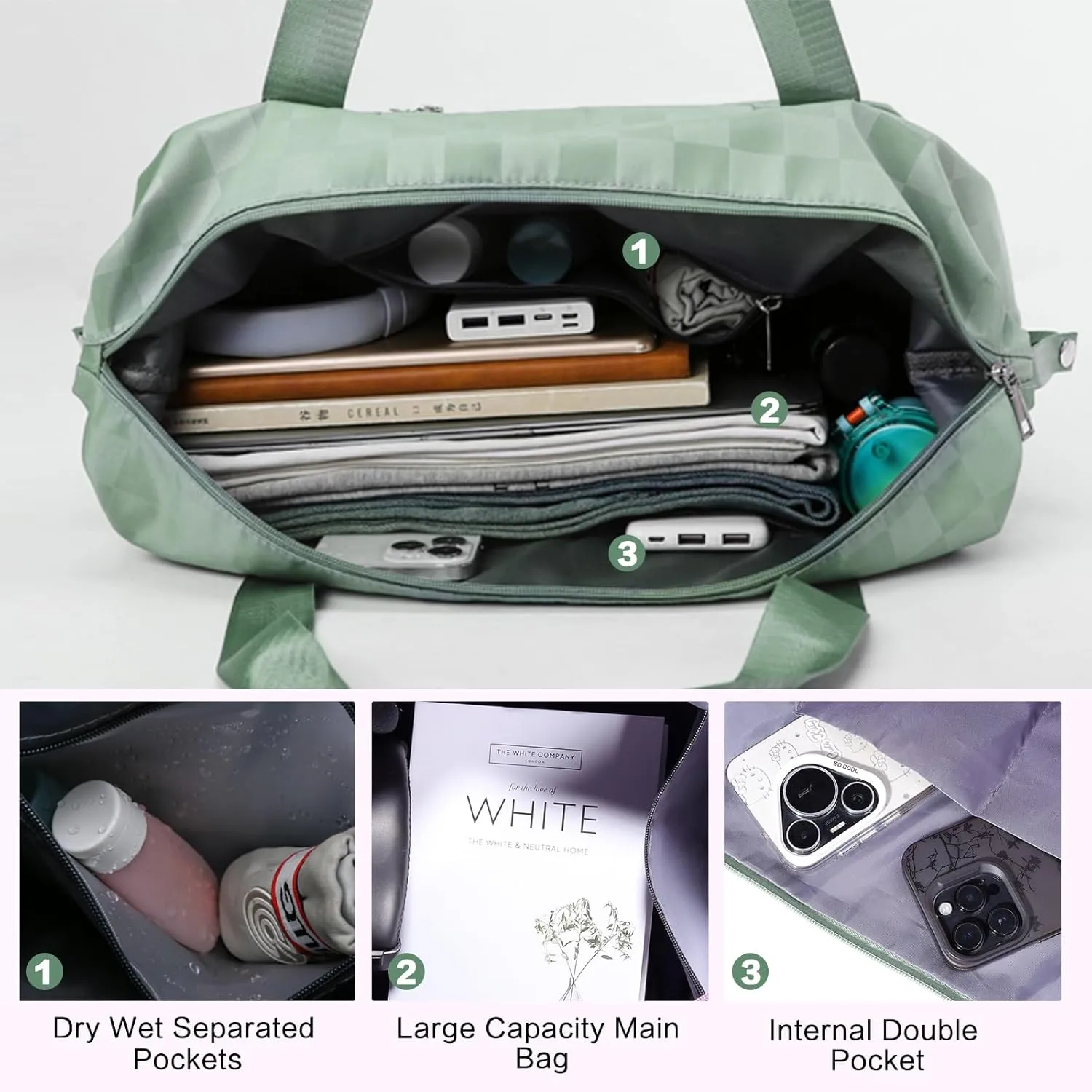 Expandable Rolling Duffle Bag - Large Carry-On With Spinner Wheels, Foldable Weekend Travel Bag, 28-58L Capacity(Green)