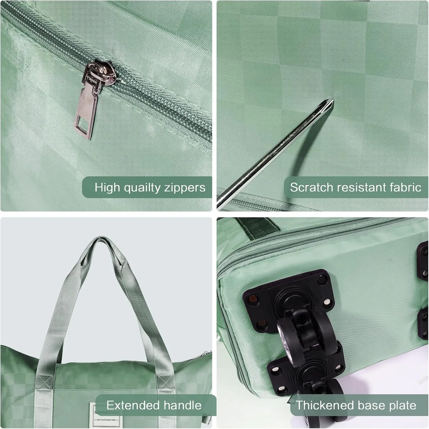 Expandable Rolling Duffle Bag - Large Carry-On With Spinner Wheels, Foldable Weekend Travel Bag, 28-58L Capacity(Green)