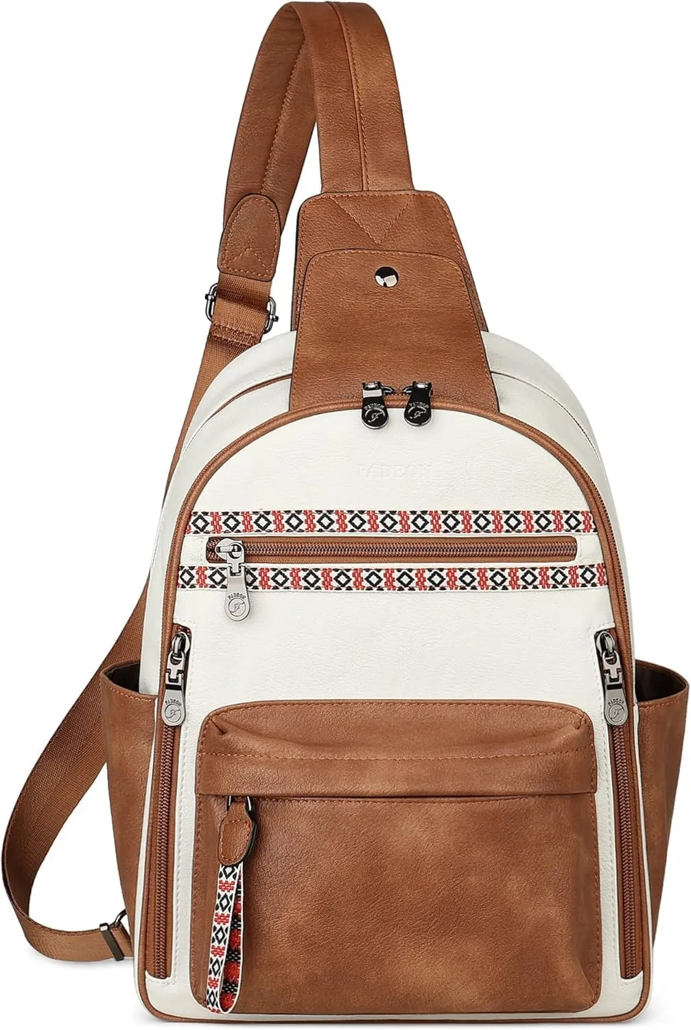 FADEON Sling Bag for Women Large Crossbody Purse Sling Backpack PU Leather Designer Anti Theft Sling Bags 4 RFID Card Slot