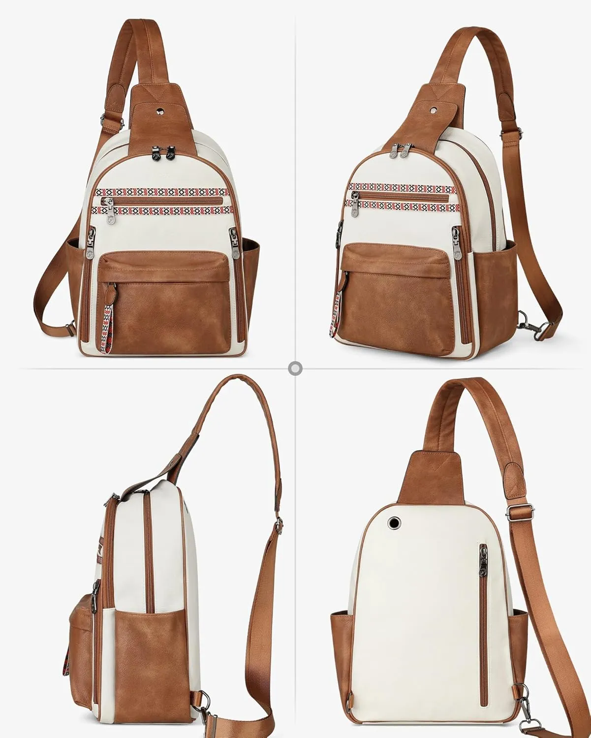 FADEON Sling Bag for Women Large Crossbody Purse Sling Backpack PU Leather Designer Anti Theft Sling Bags 4 RFID Card Slot