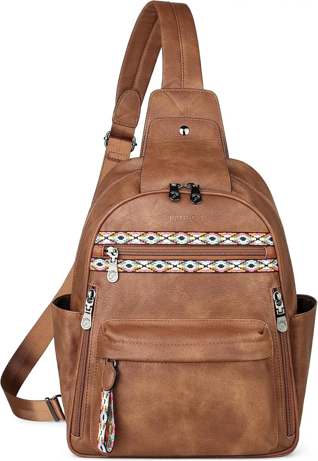 FADEON Sling Bag for Women Large Crossbody Purse Sling Backpack PU Leather Designer Anti Theft Sling Bags 4 RFID Card Slot