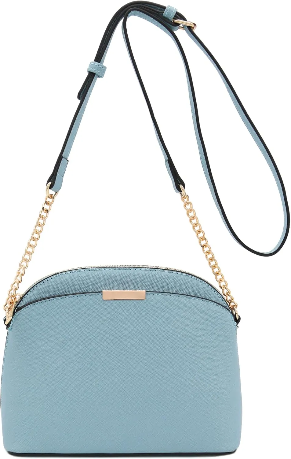 FashionPuzzle Saffiano Small Dome Crossbody bag with Chain Strap
