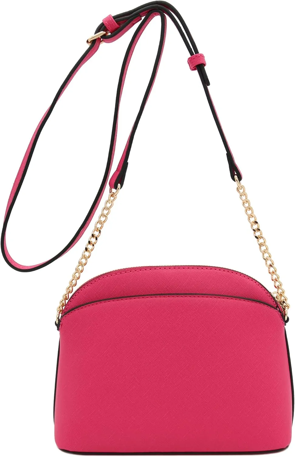 FashionPuzzle Saffiano Small Dome Crossbody bag with Chain Strap