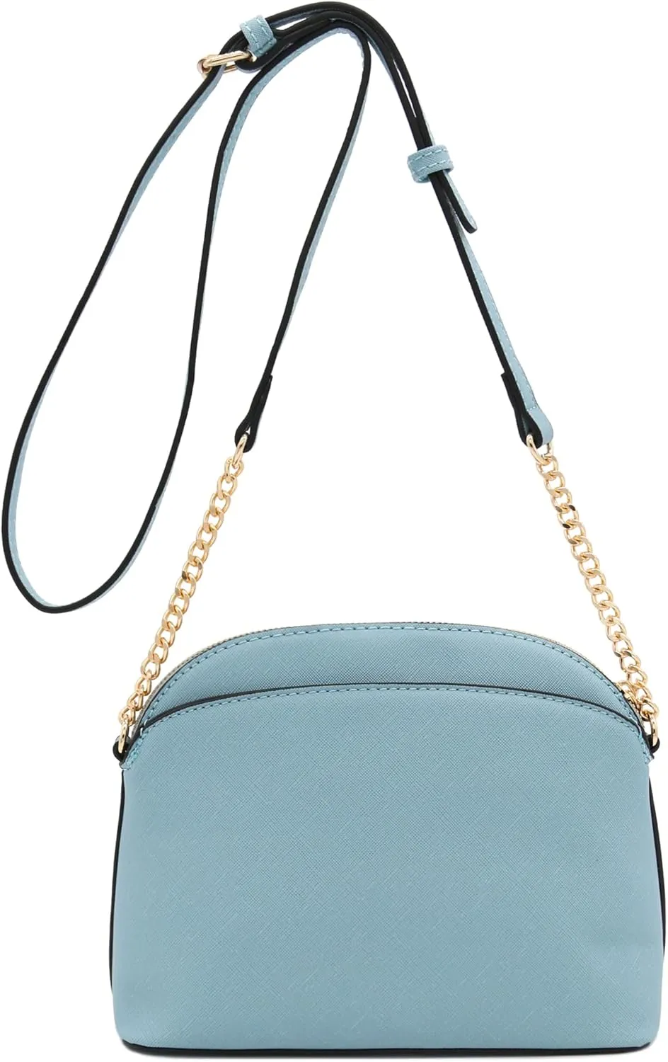 FashionPuzzle Saffiano Small Dome Crossbody bag with Chain Strap