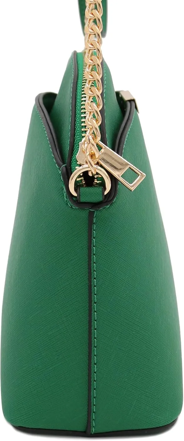 FashionPuzzle Saffiano Small Dome Crossbody bag with Chain Strap