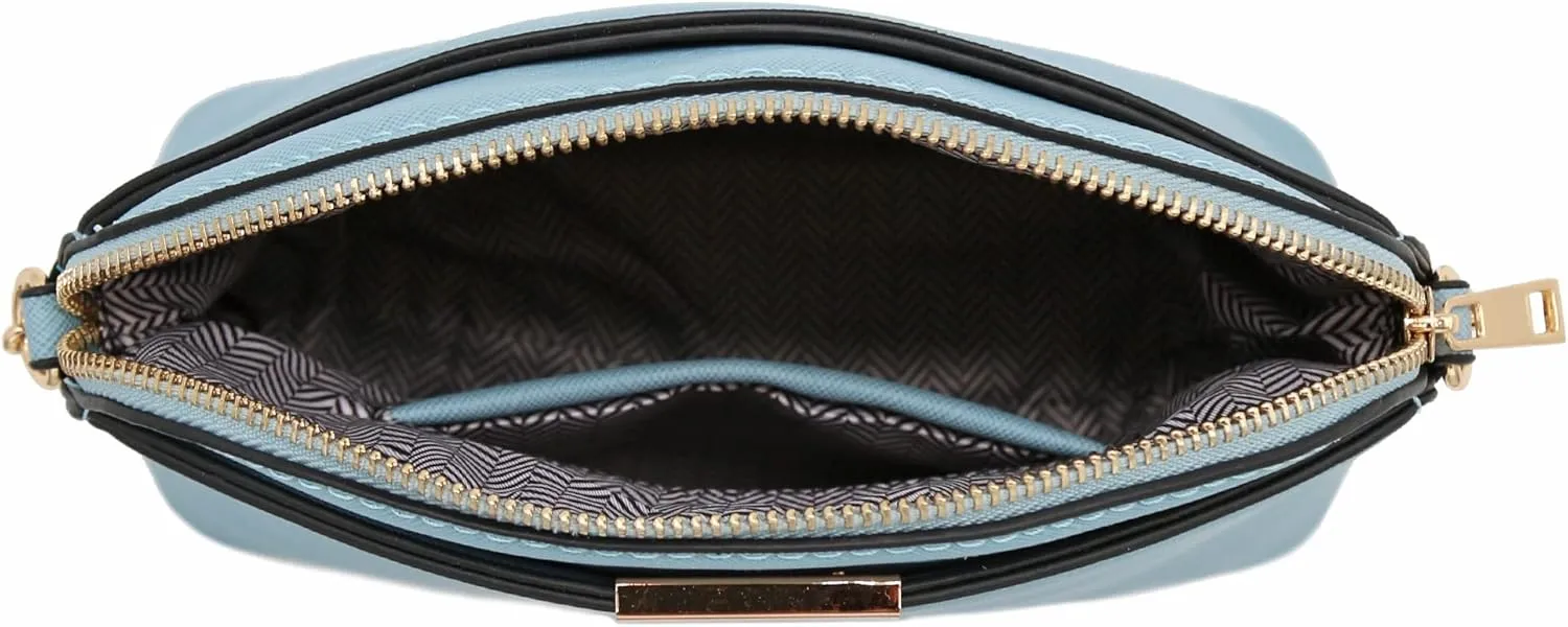FashionPuzzle Saffiano Small Dome Crossbody bag with Chain Strap