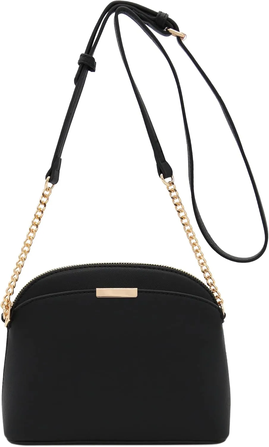 FashionPuzzle Saffiano Small Dome Crossbody bag with Chain Strap