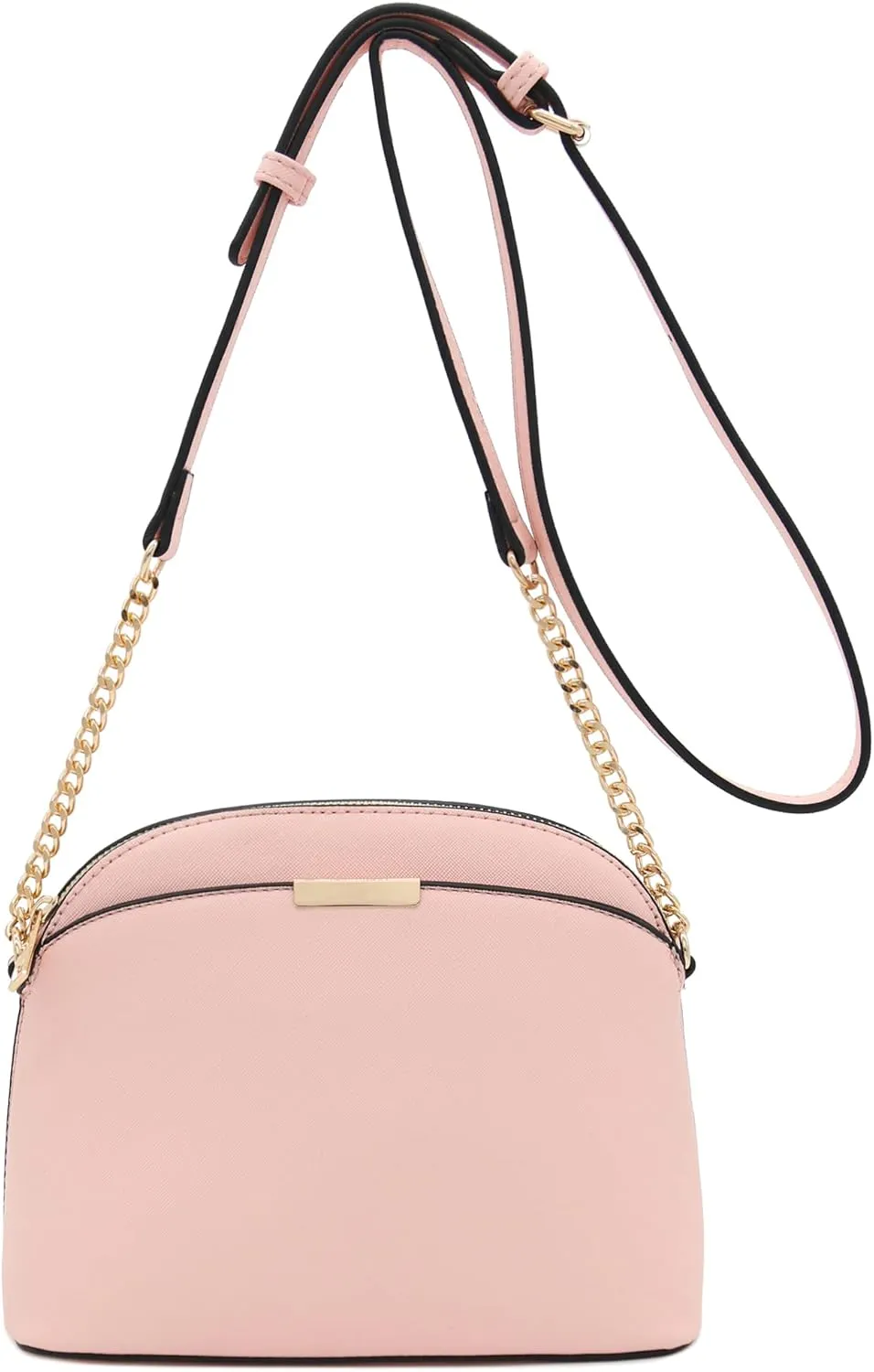 FashionPuzzle Saffiano Small Dome Crossbody bag with Chain Strap