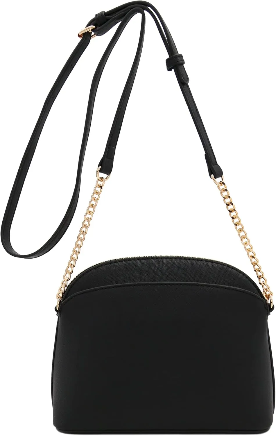 FashionPuzzle Saffiano Small Dome Crossbody bag with Chain Strap