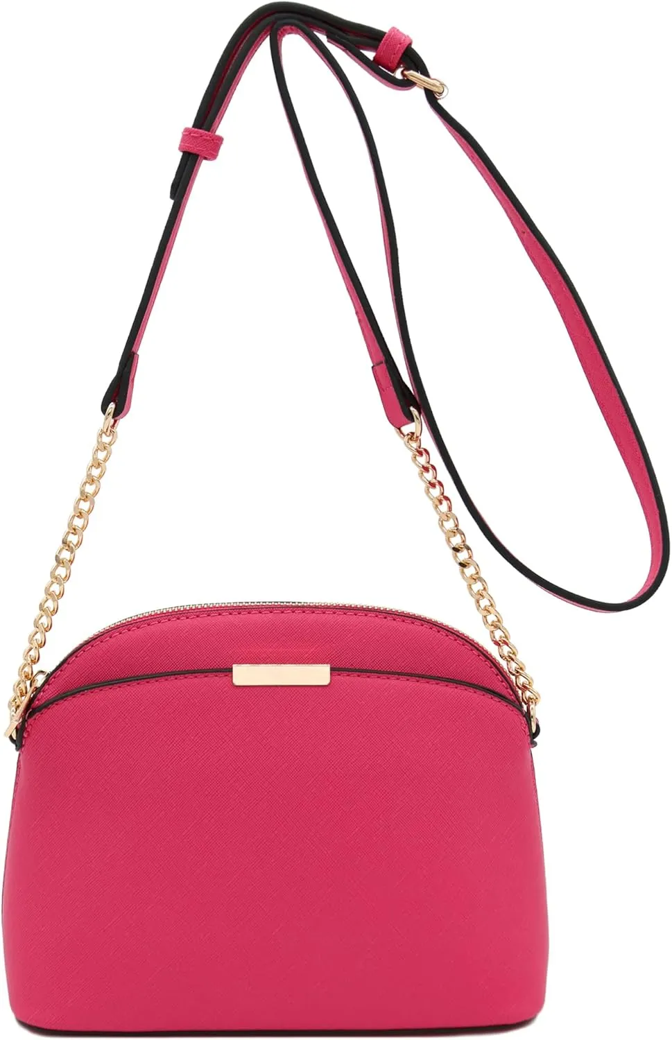 FashionPuzzle Saffiano Small Dome Crossbody bag with Chain Strap