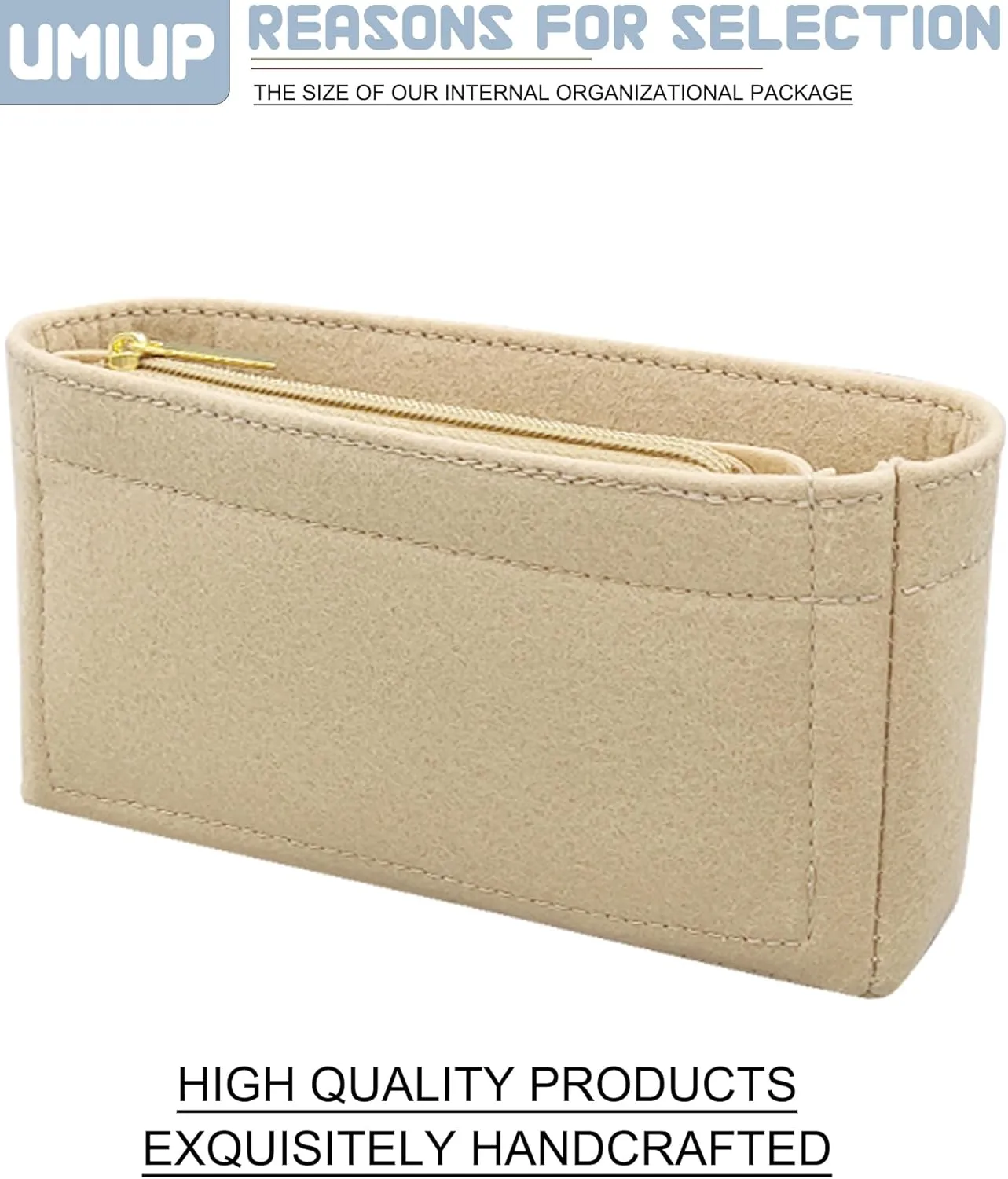 Felt Insert Purse Organizer with Zipper fit GG Marmont Matelasse Shoulder Bag, Small Handbag Organizer Liner Pouch for Women Inner Bladder Bag Storage (BEIGE, MEDIUM)