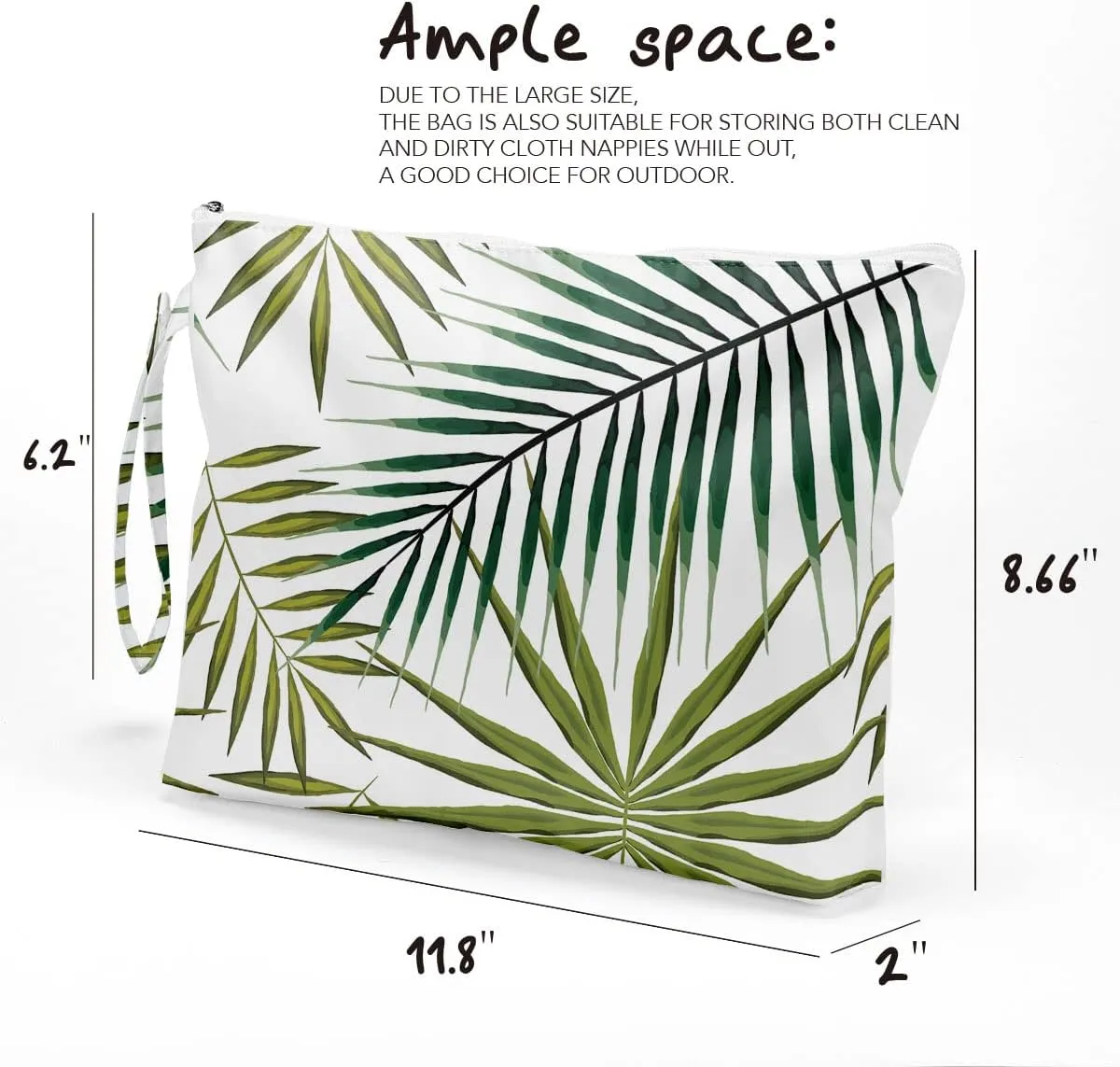 Fokongna Palm leaves Wet Bag Travel Wet Dry Bag Beach Bag Diaper Bag Wet Bag For Swimsuit Travel Makeup Bag Toiletry Bag