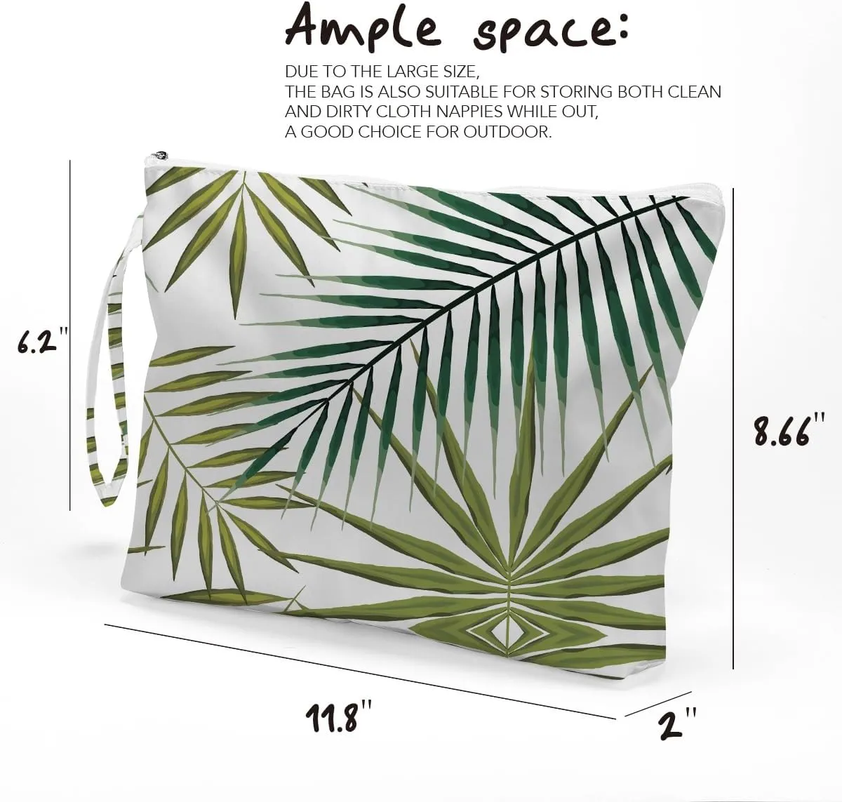 Fokongna Palm leaves Wet Bag Travel Wet Dry Bag Beach Bag Diaper Bag Wet Bag For Swimsuit Travel Makeup Bag Toiletry Bag