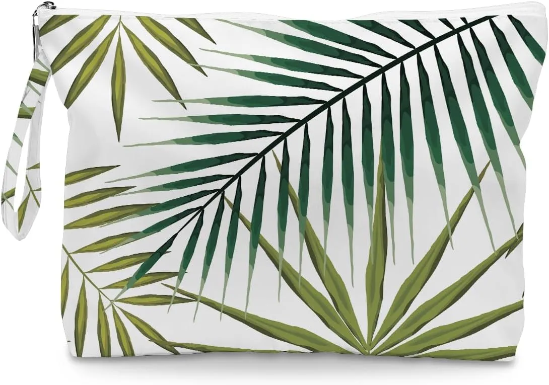 Fokongna Palm leaves Wet Bag Travel Wet Dry Bag Beach Bag Diaper Bag Wet Bag For Swimsuit Travel Makeup Bag Toiletry Bag