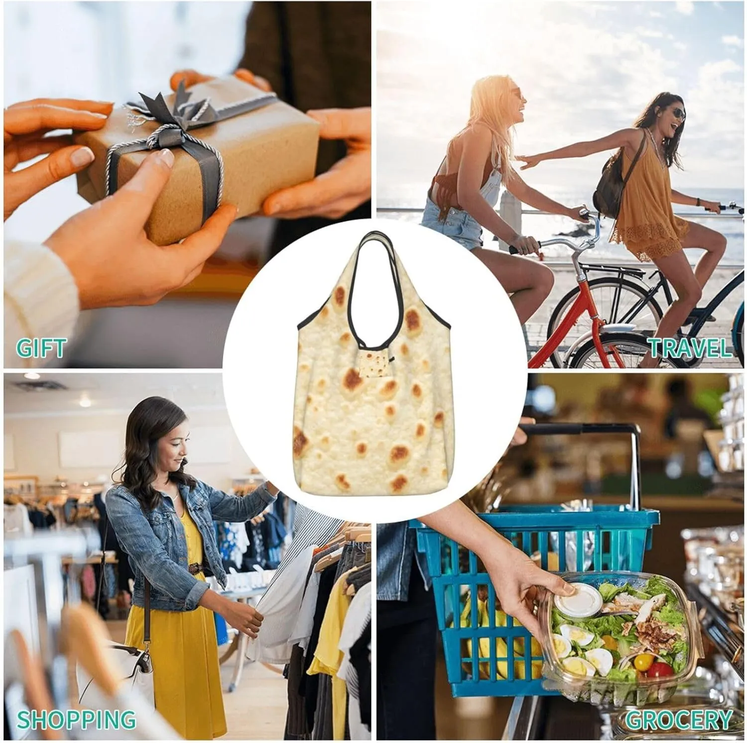 Foldable Reusable Shopping Tote  Waterproof, Lightweight & Durable for Groceries, Travel & Daily Use