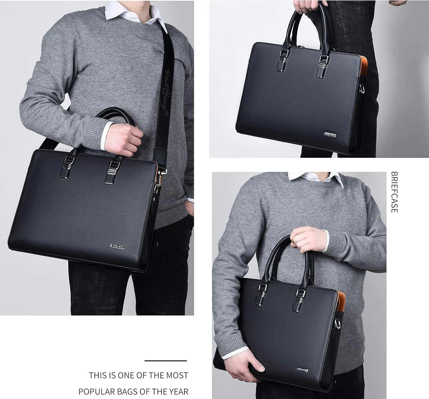 FSD.WG]Business Bag Leather Briefcase Shoulder Laptop Business Bag for Men