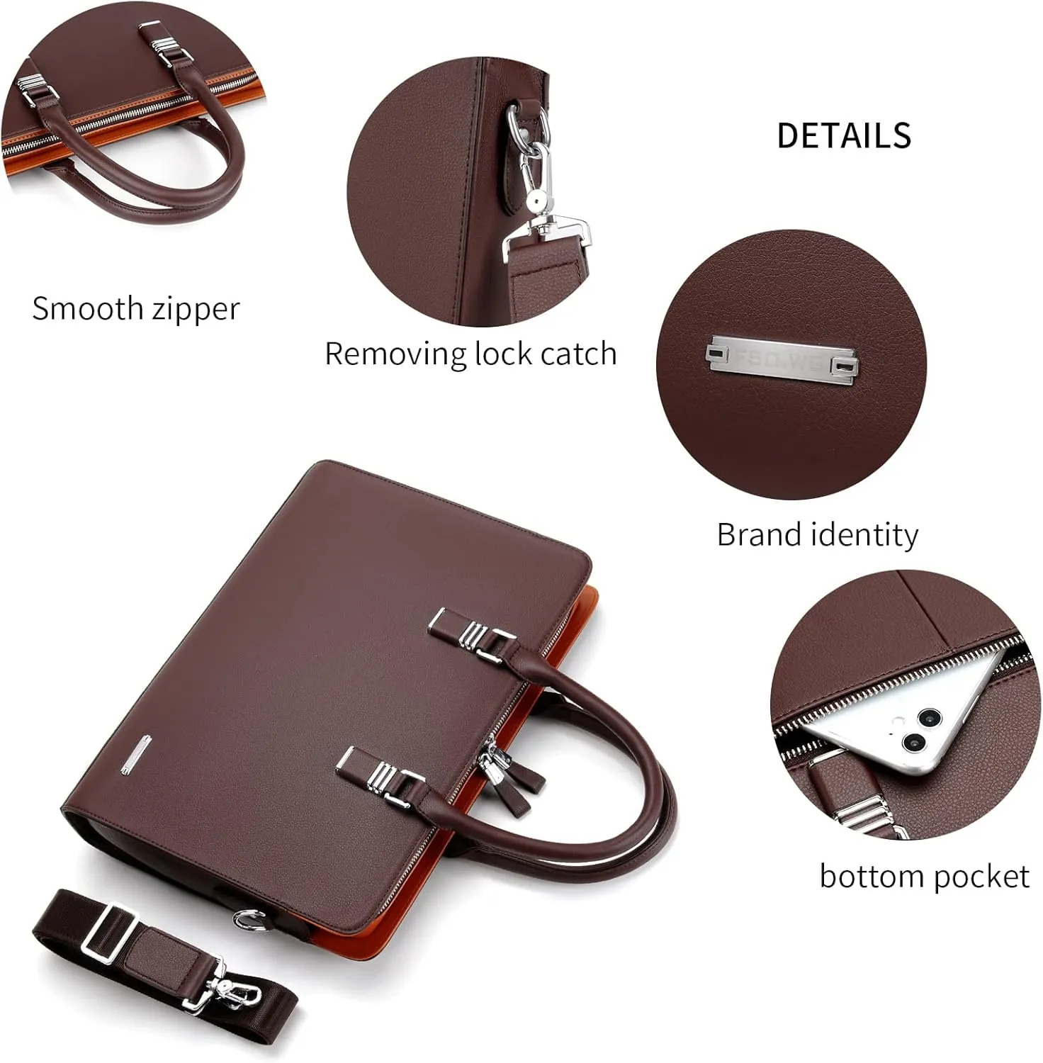FSD.WG]Business Bag Leather Briefcase Shoulder Laptop Business Bag for Men