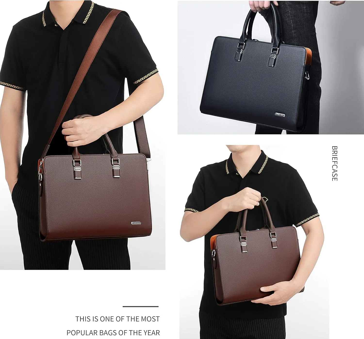 FSD.WG]Business Bag Leather Briefcase Shoulder Laptop Business Bag for Men