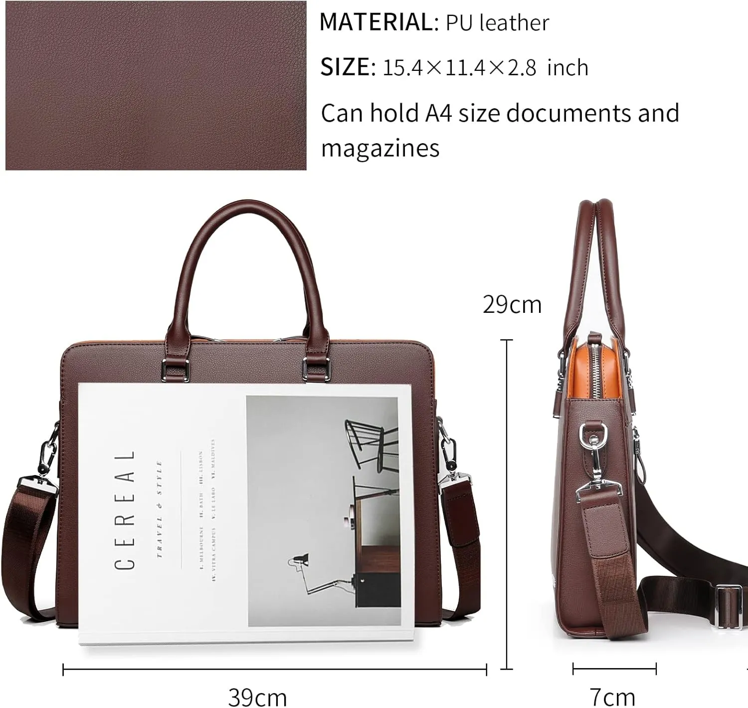 FSD.WG]Business Bag Leather Briefcase Shoulder Laptop Business Bag for Men