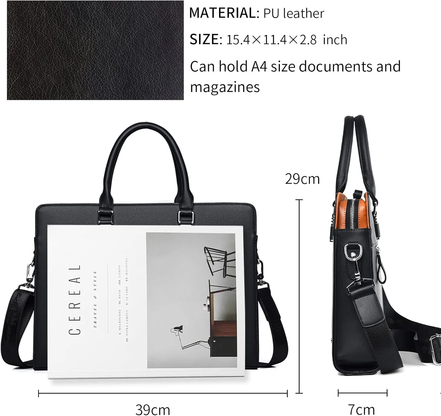 FSD.WG]Business Bag Leather Briefcase Shoulder Laptop Business Bag for Men