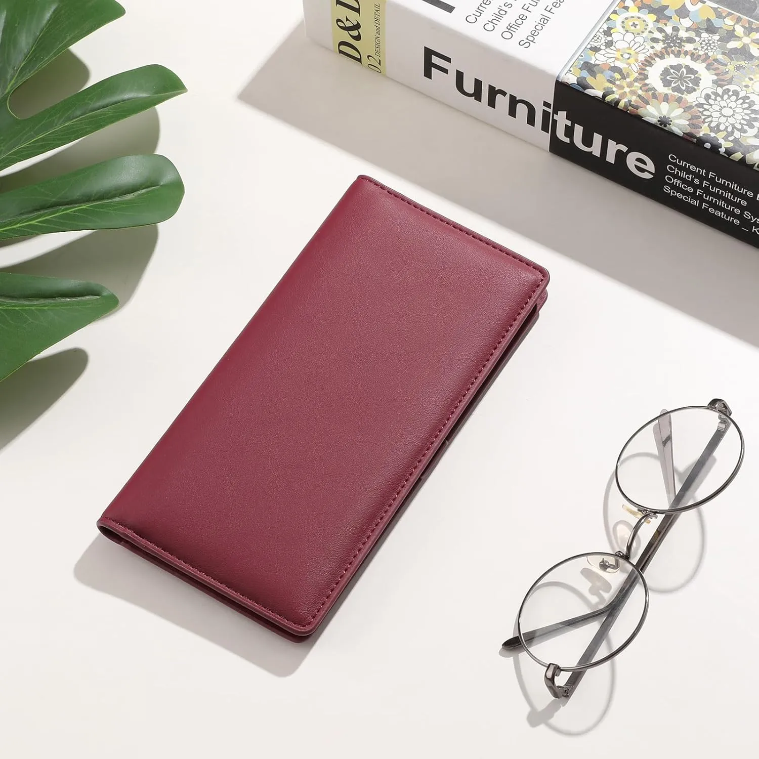 GAEKEAO Wallets for Women Ultra Slim Thin PU Leather RFID Blocking Credit Card Holder Bifold Long Ladies Wallet Billfold Clutch
