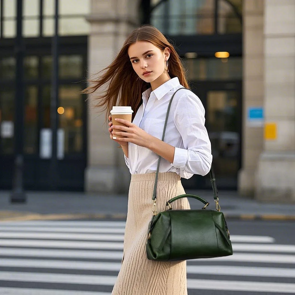 Genuine Leather Crossbody Bags for Women Wristlets Handbags Purse Small Satchel Clutch Shoulder Bag