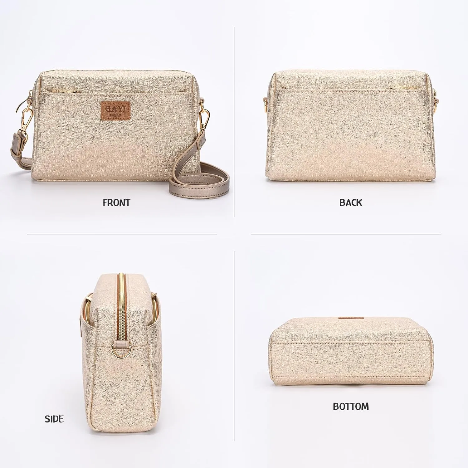 Glitter Crossbody Bags for Women, Sparkle Shoulder Handbags with Chain, Ladies Clutch Purses with Zipper Closure