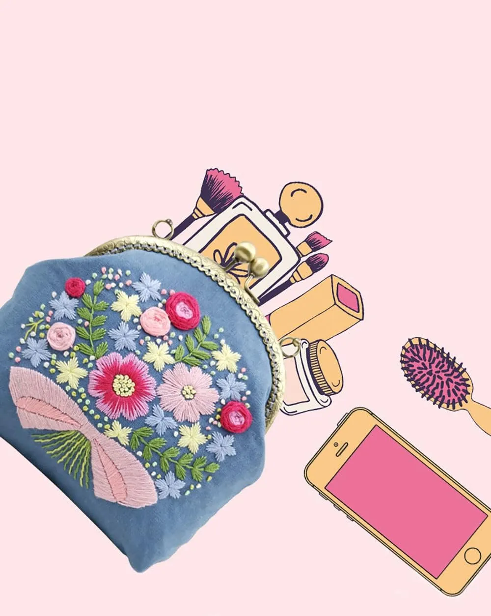 Gogobear Embroidery Coin Purse Kits for Beginners Adults Handmade DIY Embroidered Clutch Wallet Purse with All Supplies