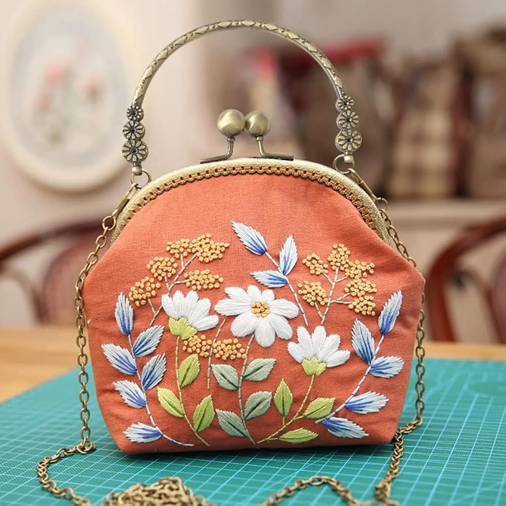 Gogobear Embroidery Coin Purse Kits for Beginners Adults Handmade DIY Embroidered Clutch Wallet Purse with All Supplies