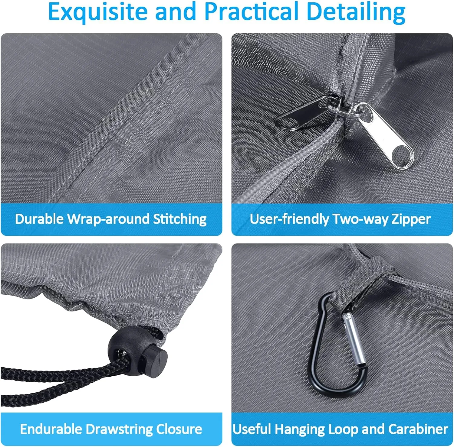GOGOODA Travel Laundry Bags with Drawstring Closure XL Large Foldable Dirty Clothes bags with Handle Heavy Duty and Washable for College Dorm Travelling Camping, 2 Pack, Black & Grey