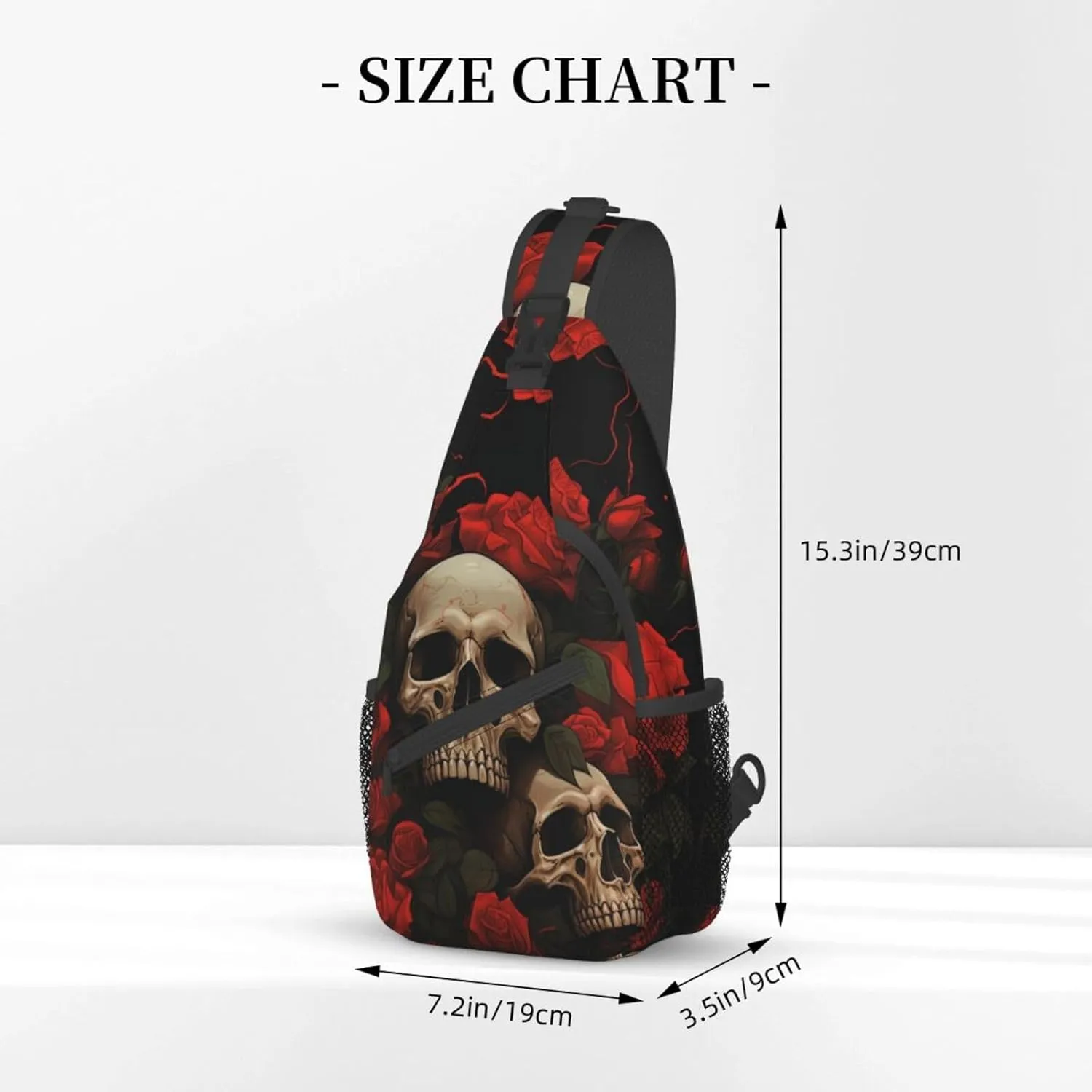 Gothic Rose Blood Skull Sling Backpack Hiking Backpack Crossbody Bag Sports Lightweight And waterproof Chest Bag Shoulder Bag For Women Men