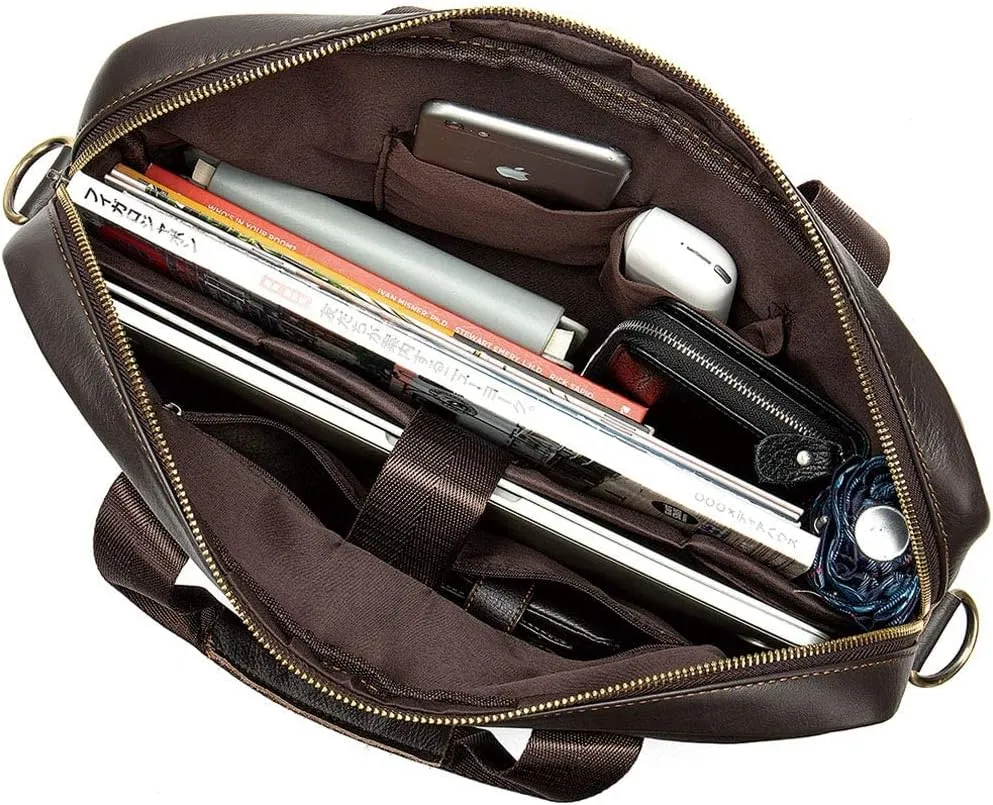 Hebetag Small Leather Shoulder Bag Crossbody Pack for Men Outdoor Travel Business