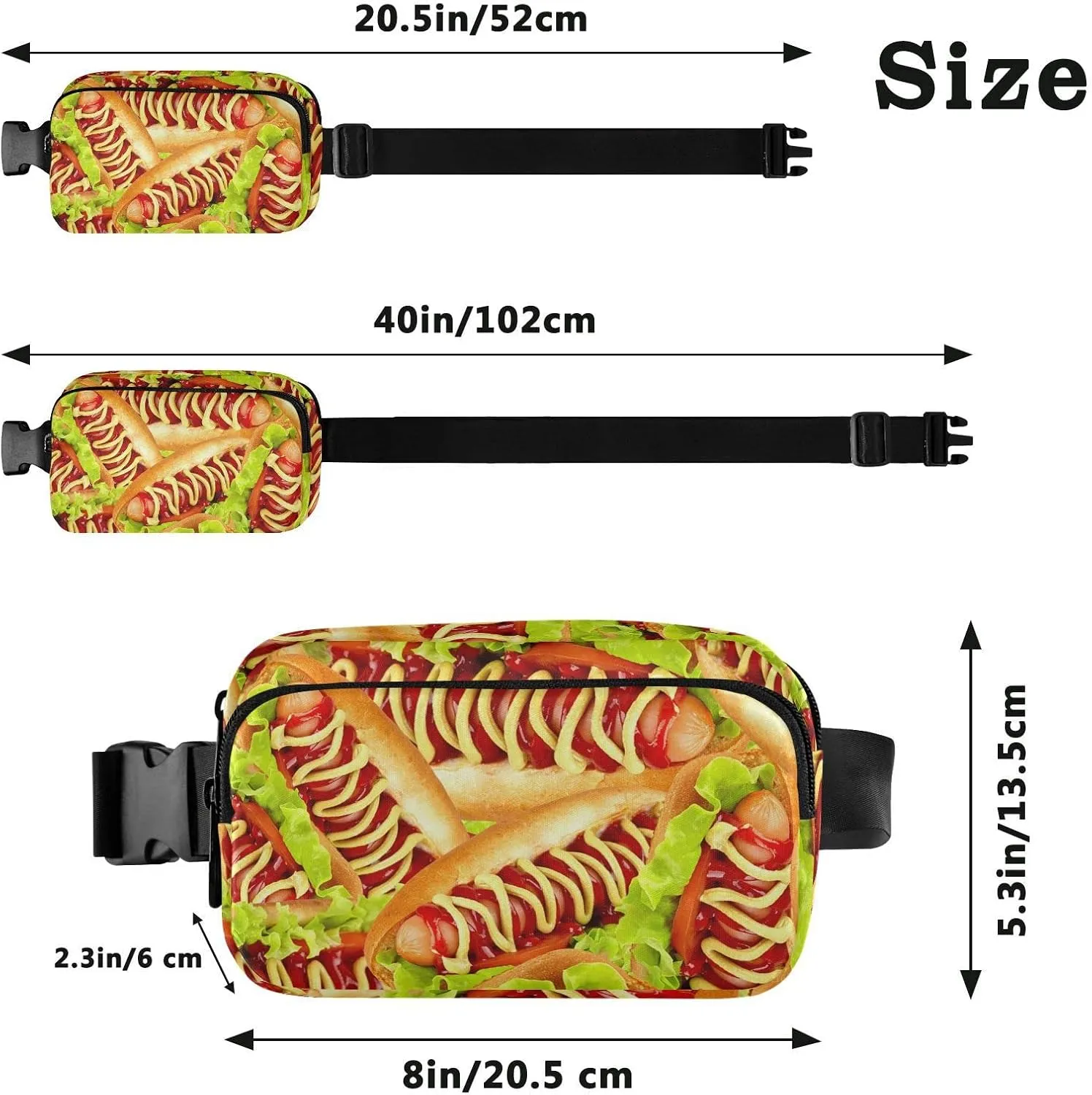 Hot Dog Fanny Pack for Men Women,Crossbody Waist Bag Pack with Adjustable Strap Mini Belt Bag for Running Cycling