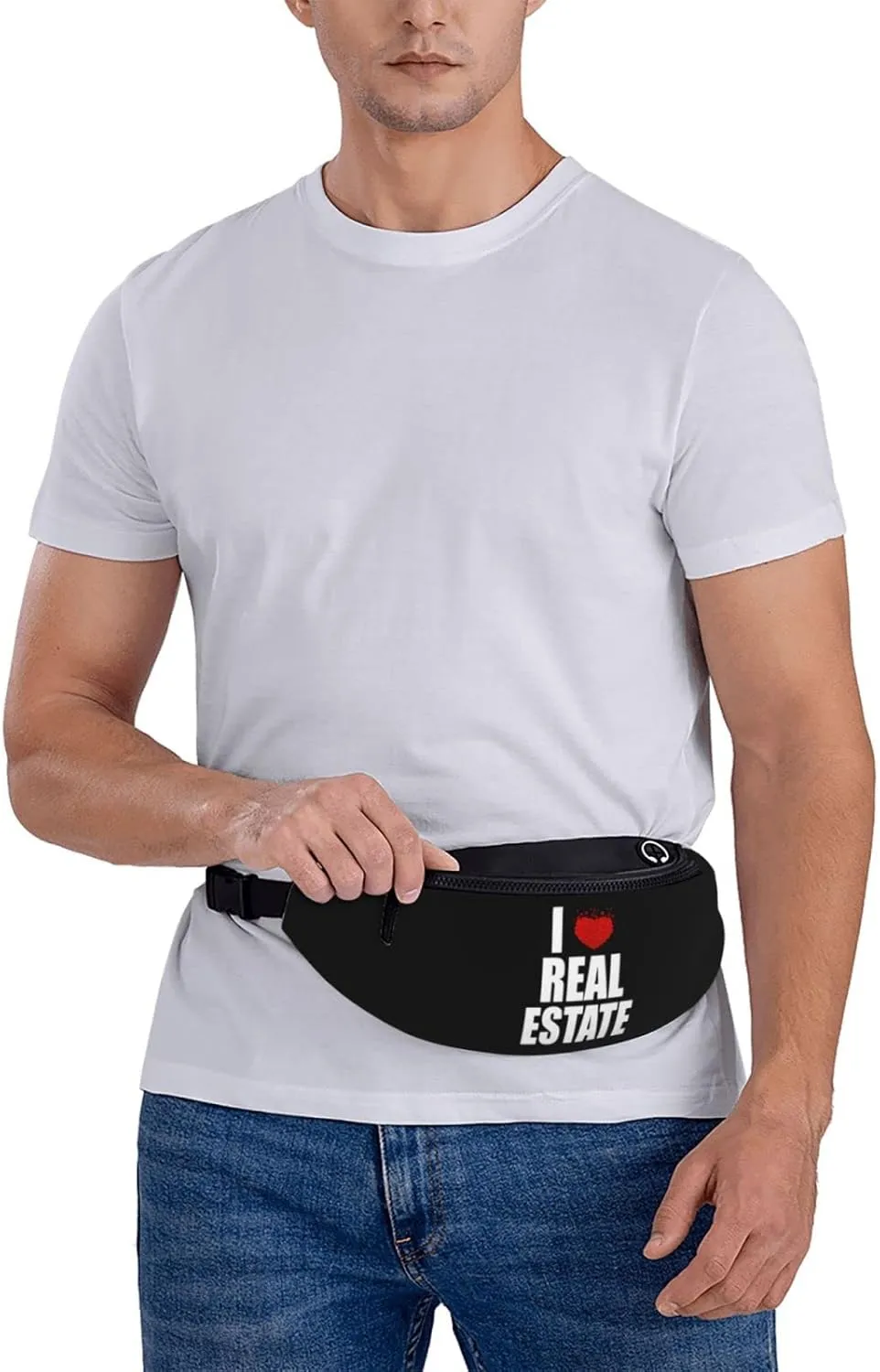I Love Real Estate Waist Bag Men's and Women's Adjustable Travel Chest Pack Outdoor Running Waist Bag