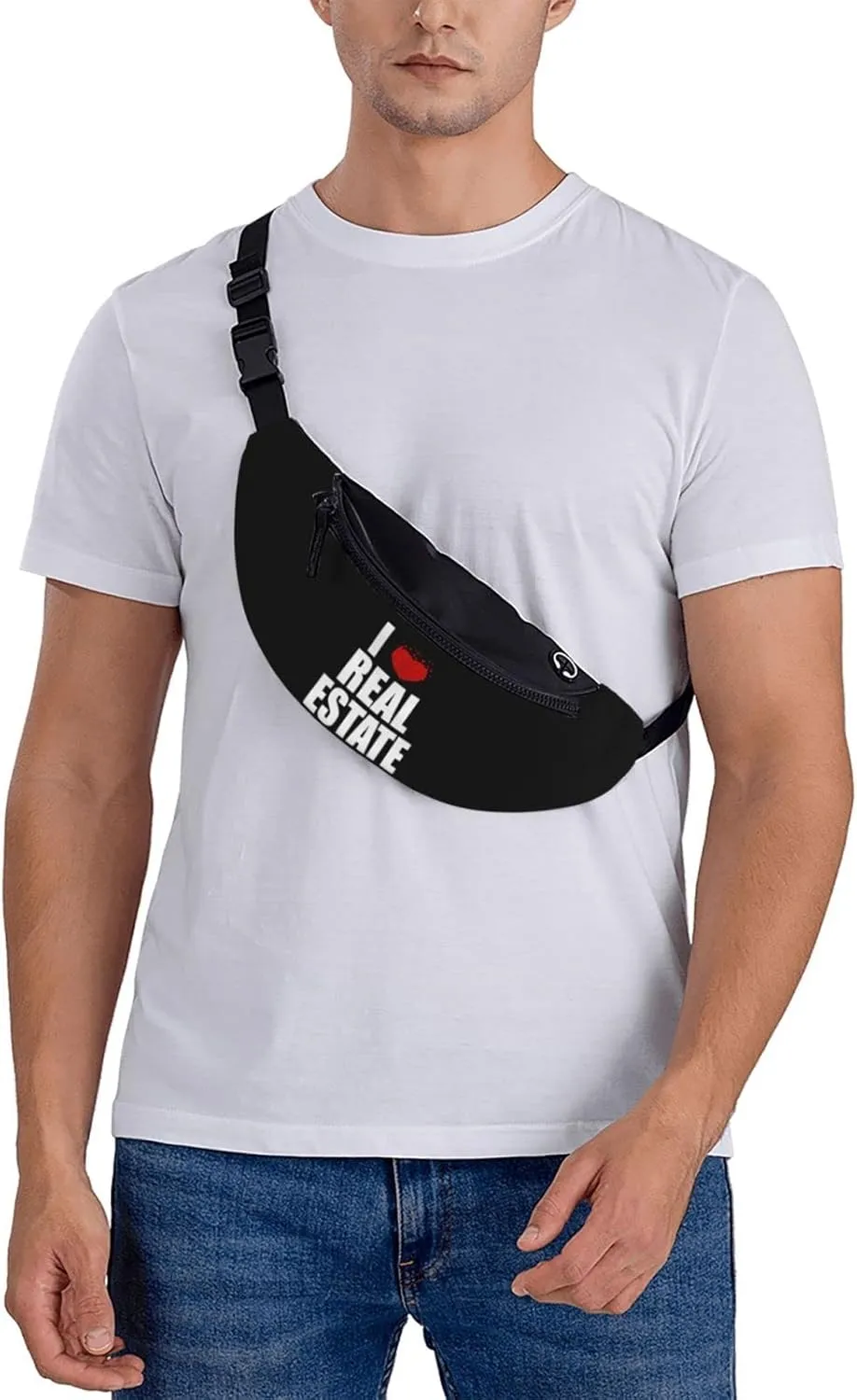 I Love Real Estate Waist Bag Men's and Women's Adjustable Travel Chest Pack Outdoor Running Waist Bag
