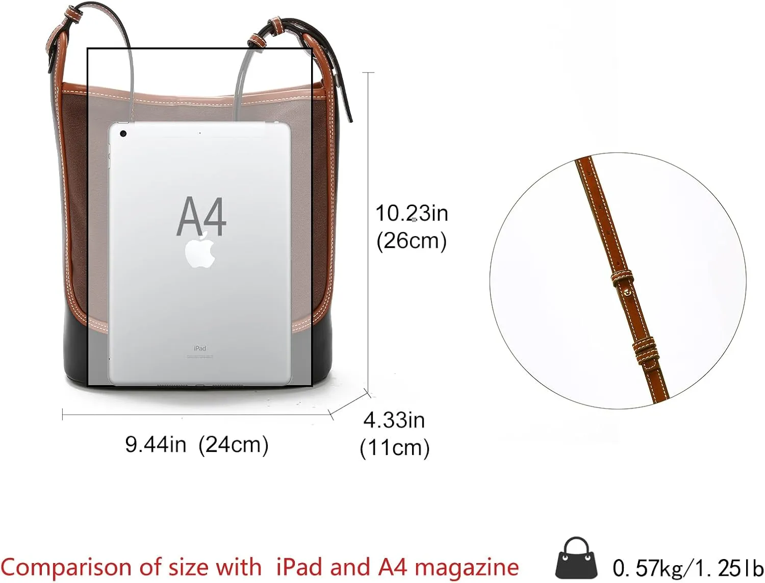 LAORENTOU Canvas Designer Shoulder Bag for Women, Bucket Crossbody Bag for Ladies, Large Capacity Tote Bag