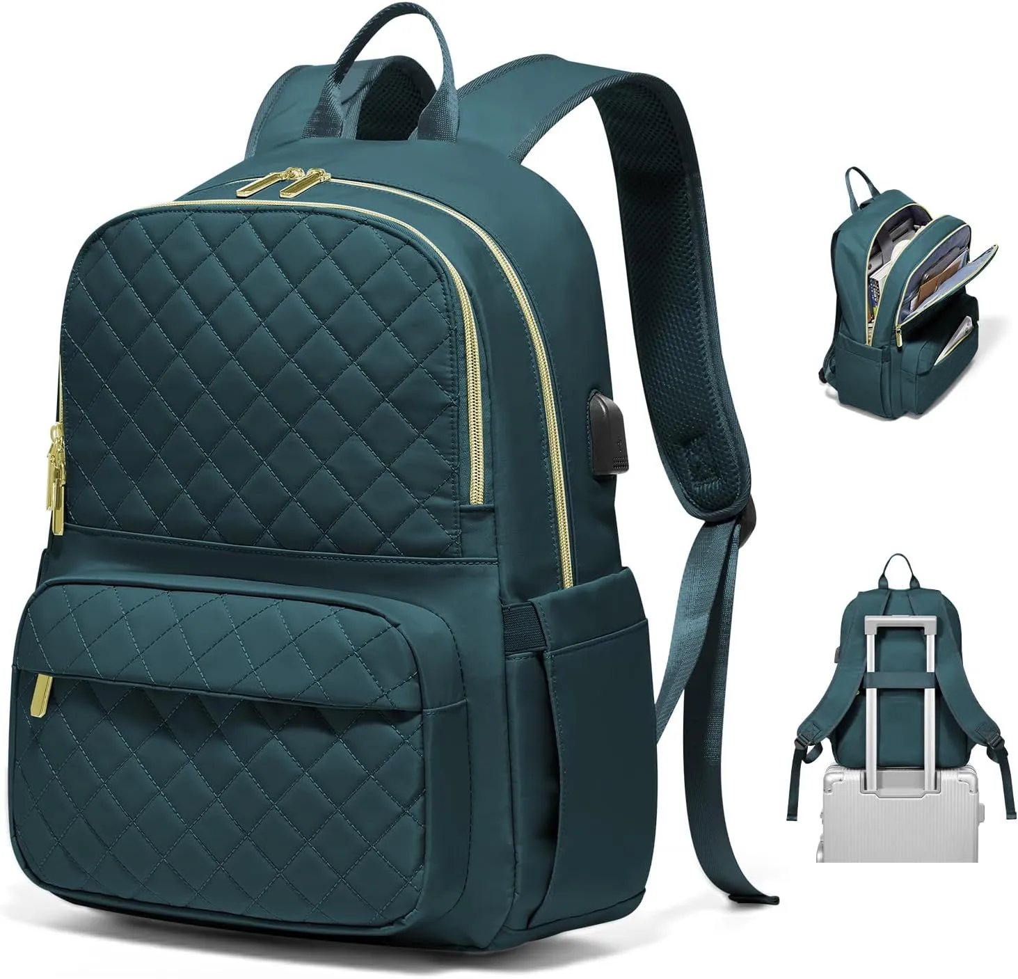 Laptop Backpack for Women Mens,Waterproof Work Business Bags College Backpack Laptop Computer Bag Travel Backpack Purse for College, Business,Travel Fits 15.6 Inch Laptop Peacock Blue