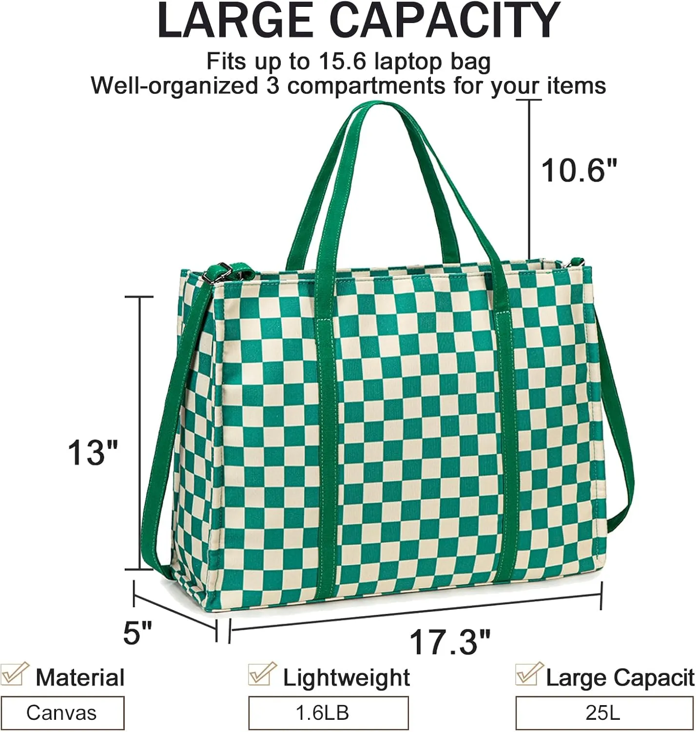 Laptop Tote Bag for Women Work 15.6 inch Canvas Shoulder Bags Computer Messenger Purse Teacher Handbag Office Briefcase