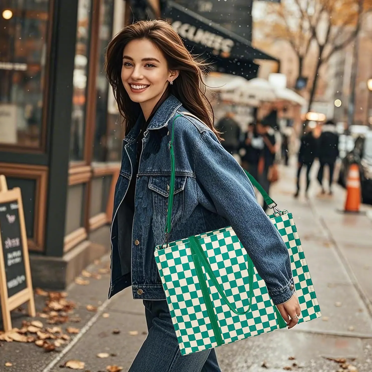Laptop Tote Bag for Women Work 15.6 inch Canvas Shoulder Bags Computer Messenger Purse Teacher Handbag Office Briefcase
