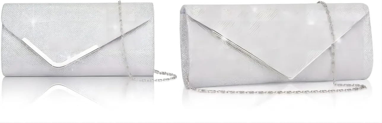Larcenciel Clutch Purses for Women, Shiny Sequin Envelope Clutch Evening Bag with Chain, Fashion Sparkly Party Prom Purse