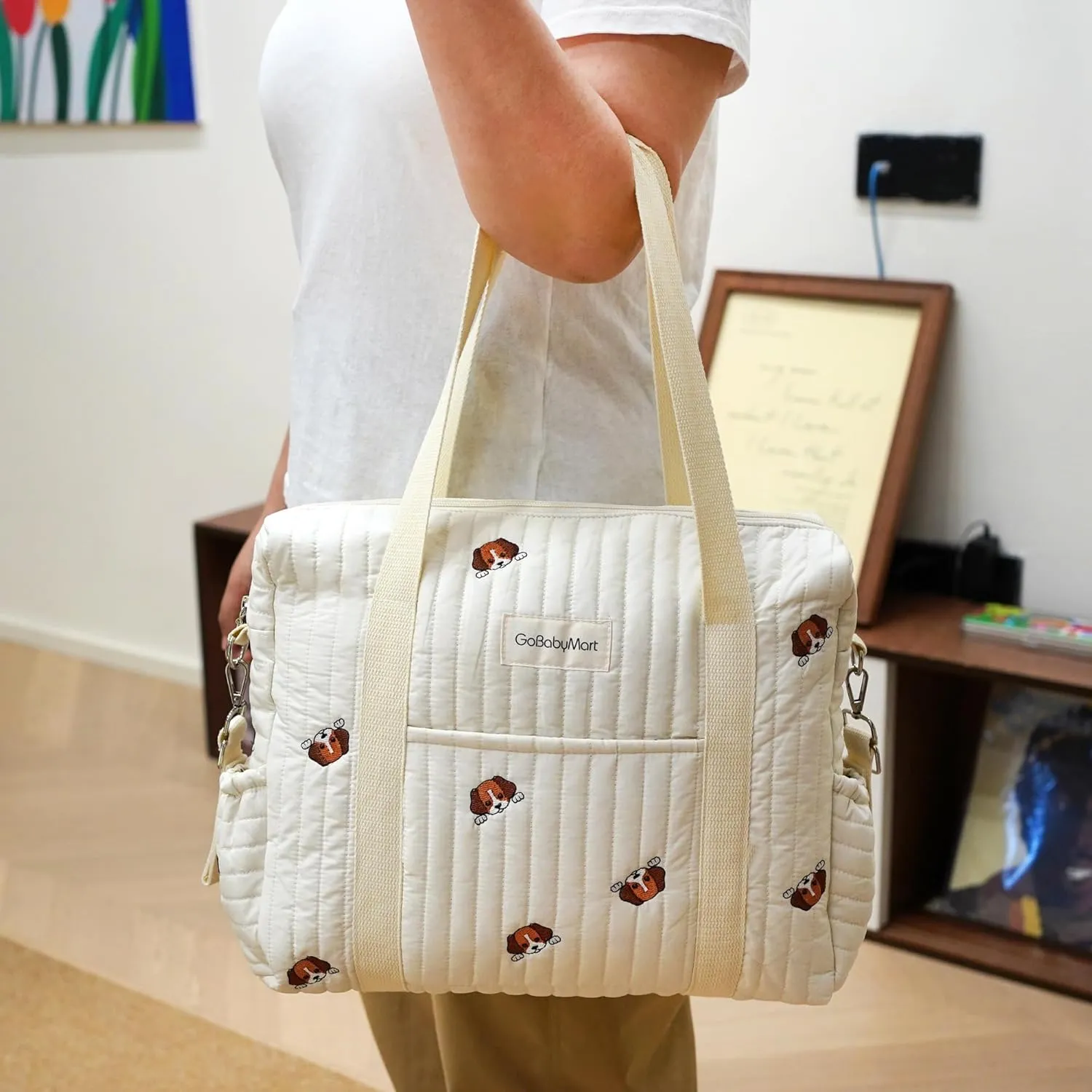 Large Diaper Bag Tote, Maternity Travel diaper tote, Multifunction baby bag, Baby Nappy Bags, Messenger bag (Medium - Puppies)